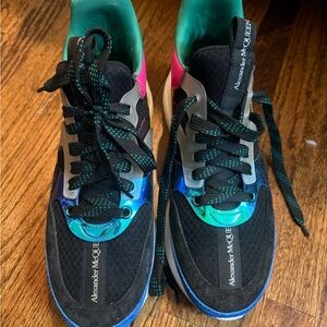 Alexander McQueen Black and Teal Sneakers